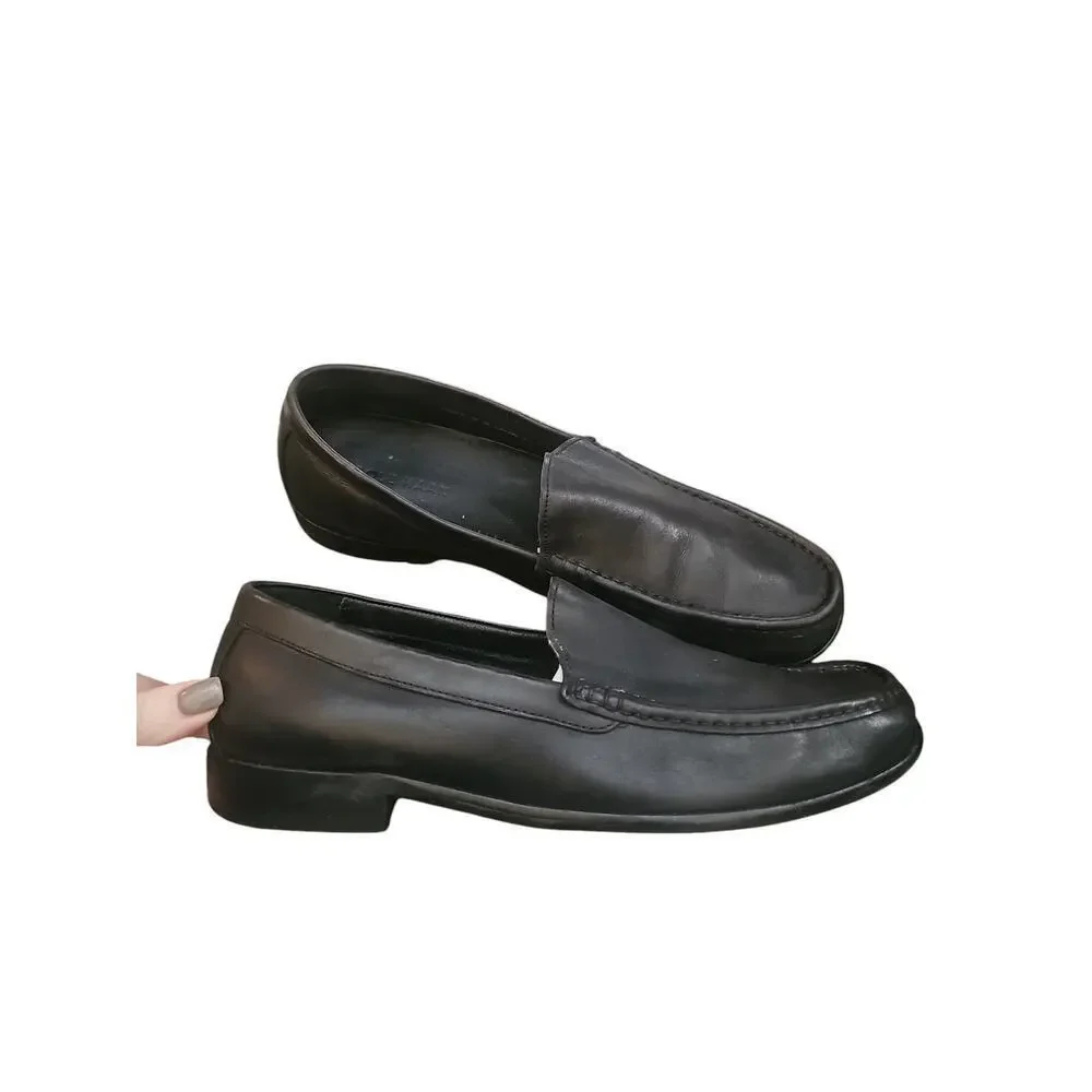 Cole Haan mens black leather loafers dress shoes sz 10